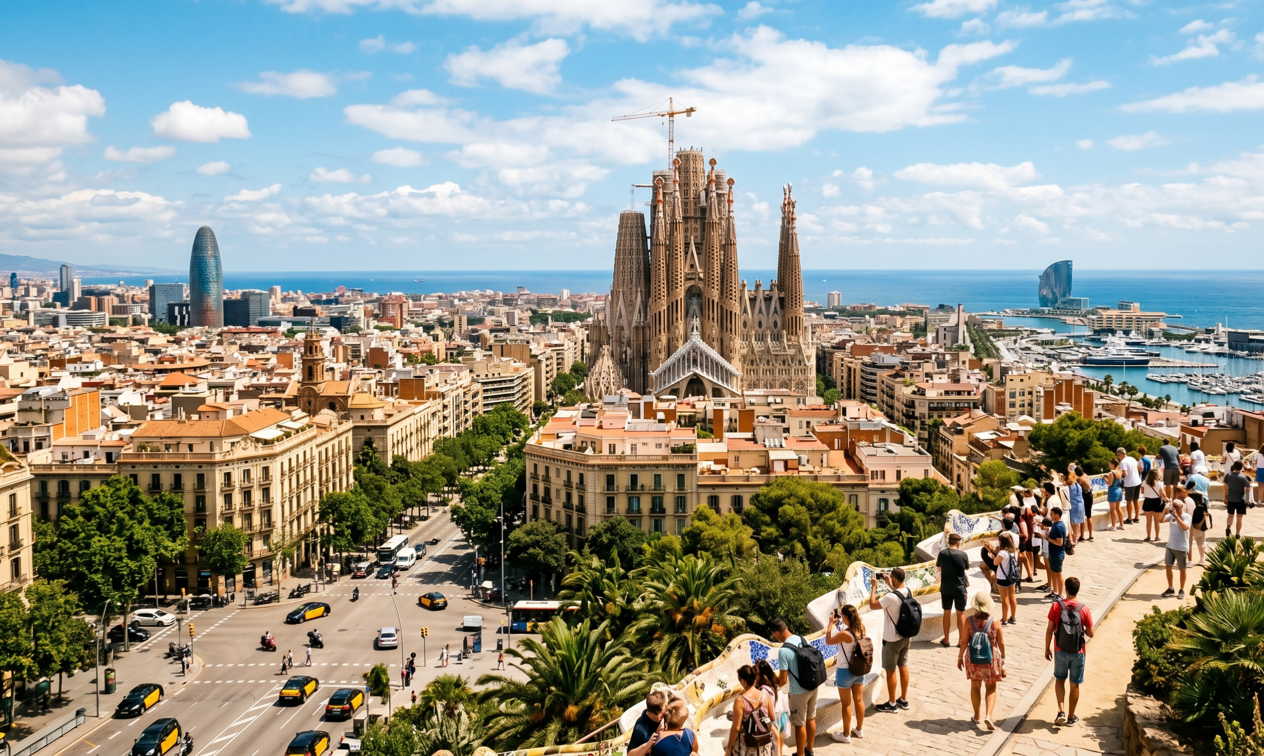 widok na Barcelonę w słoneczny dzień